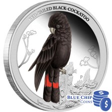 2013 BIRDS OF AUSTRALIA RED TAILED BLACK COCKATOO 1/2OZ SILVER PROOF COIN
