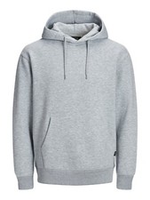 Jack  Jones Men's Plain Hoodie in Light Grey Relaxed Fit 12161145 soft cotton