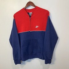Vintage 80's NIKE Grey Tag Full-Zip Track Warm Up Jacket Size L Retro Red Blue