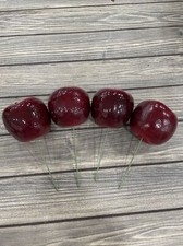 Vintage Shiny Red Apple For Floral Arrangements Lot Of 4 Realistic Food 3  Life