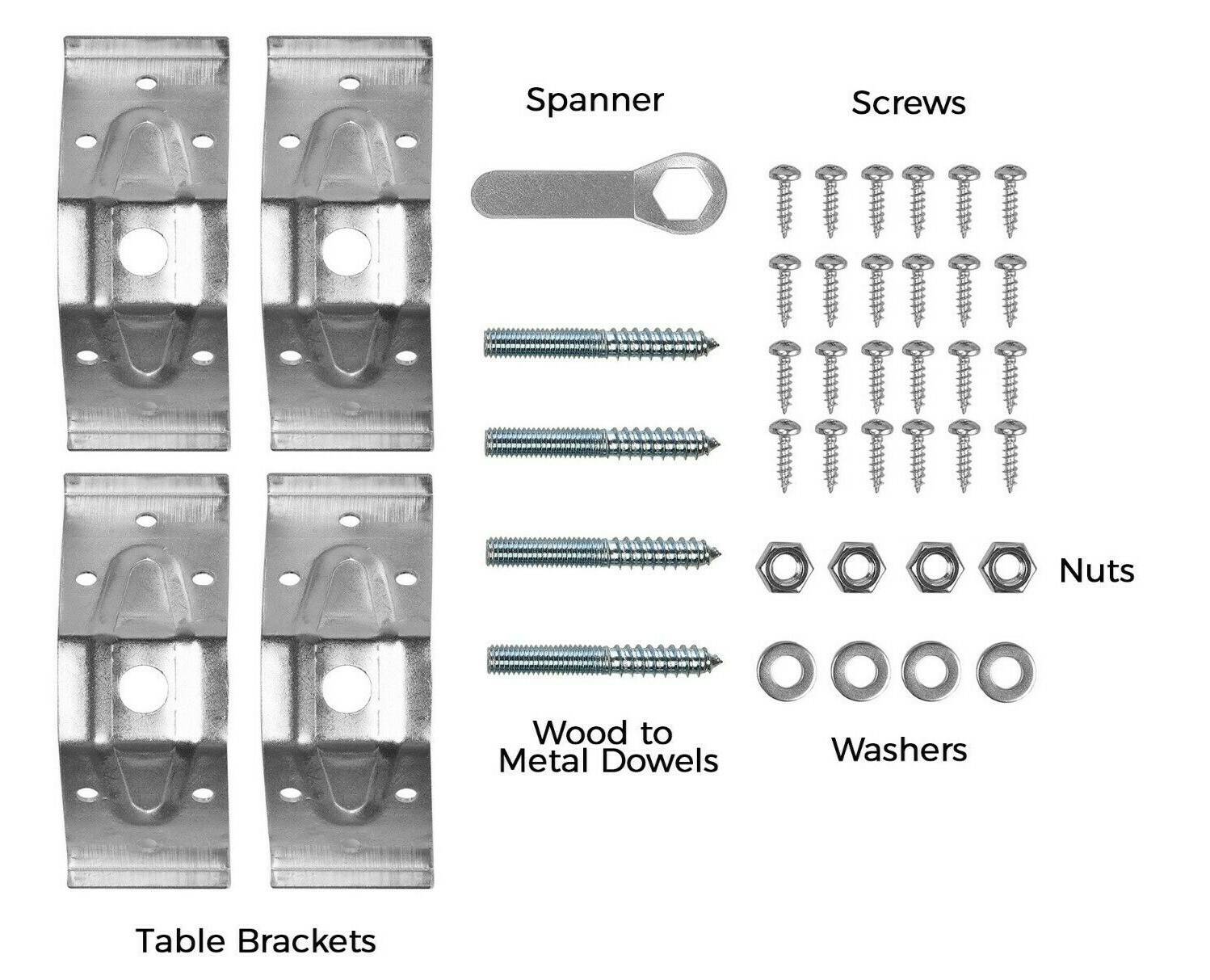 Set of Large Steel 95mm Furniture Table Corner Brackets Leg Braces With Spanner