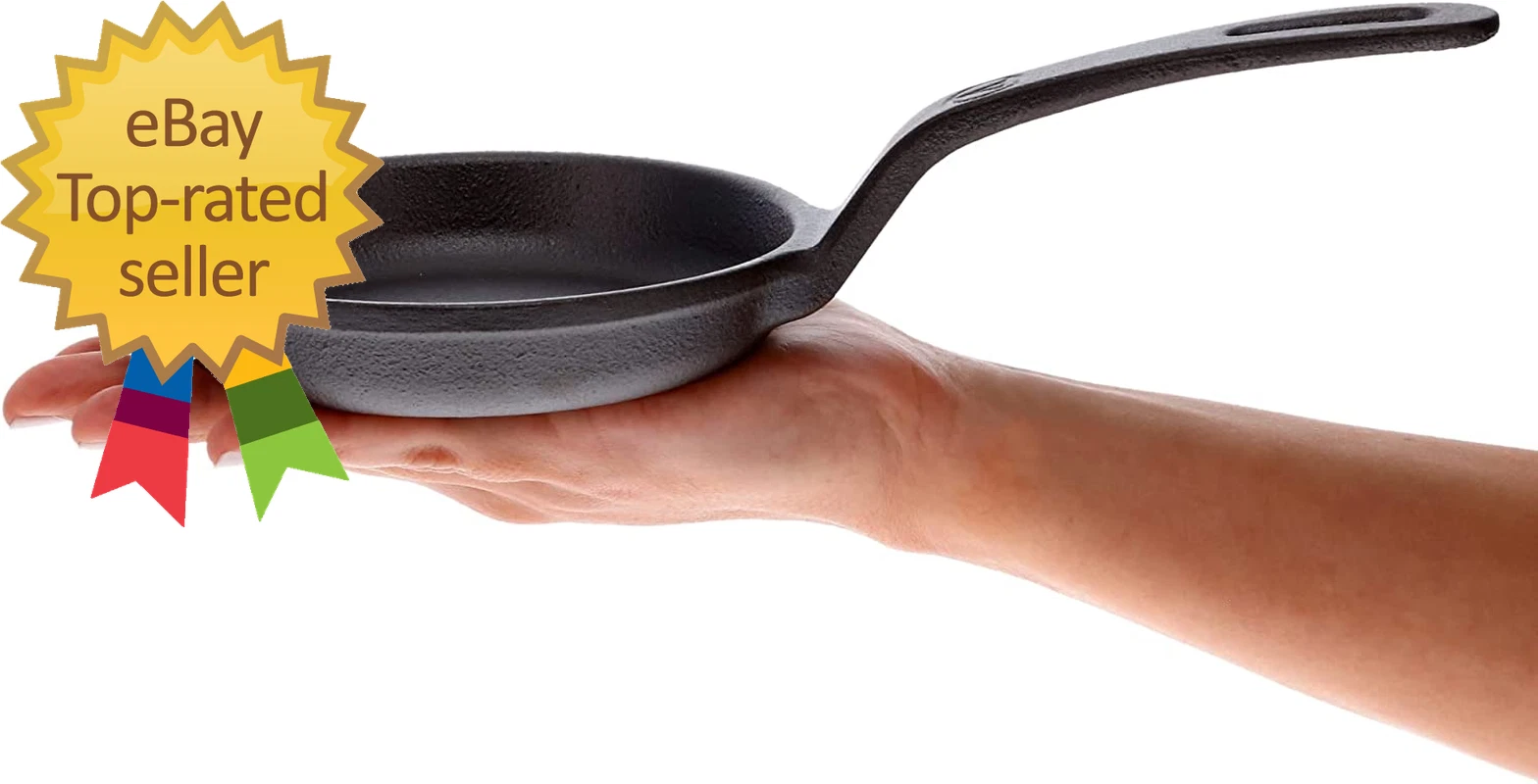 4-Inch Cast Iron Skillet, Pre-Seasoned Cast Iron Frying Pan with Long Handle