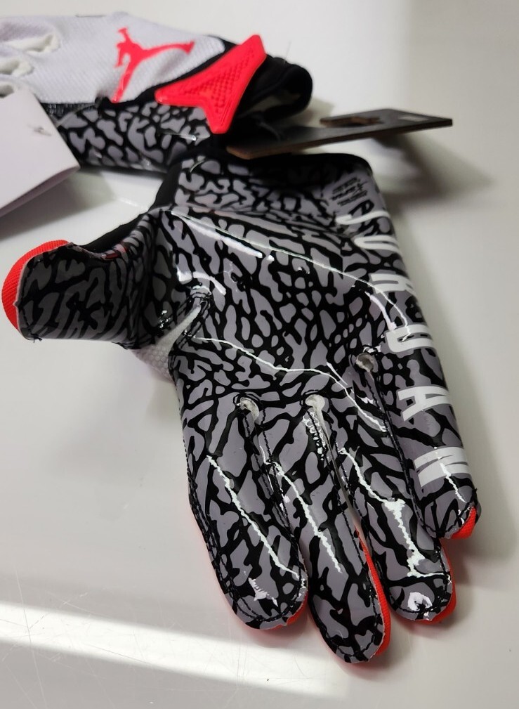 Jordan Jet Gloves M メンズ ホワイト/ブラック/オレンジ New 2023 Jordan Nike Brand Vapor Jet Football Gloves Small
