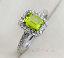 Natural Peridot Gemstone 925 Sterling Silver August Birthstone Anniversary Ring
