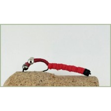 4 x RED BARBLESS Carp Fly Worm, foam ringed body, great effect in water size 10