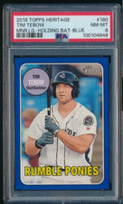 2018 Topps Heritage Minor League Blue /99  #180 Tim Tebow PSA 8 highest pop 1