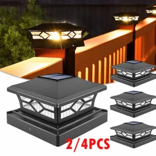 2/4 Pack 3 Modes Solar Post Cap Lights For 4x4 6x6 Outdoor LED Deck Fence Decor