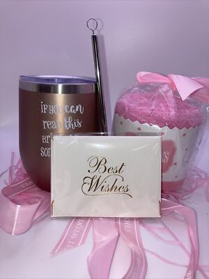 Insulated wine Tumbler with sliding lid Rose gold with straw /cleaner & socks