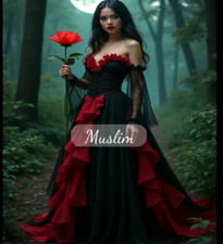 Black And Red Gothic Wedding Dress Fairy Sweetheart Celtic Renaissance Bride