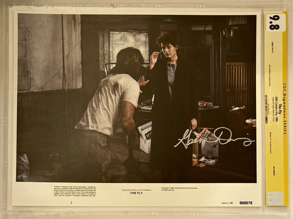 CGC 9.8 SS The Fly Lobby Card #3 signed by Geena Davis 11x14 1986 Cronenberg - Image 2 of 2