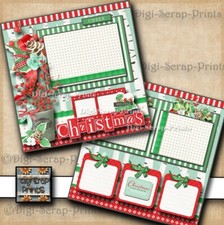CHRISTMAS CHEER  2 premade scrapbook pages printed paper layout DIGISCRAP A0538