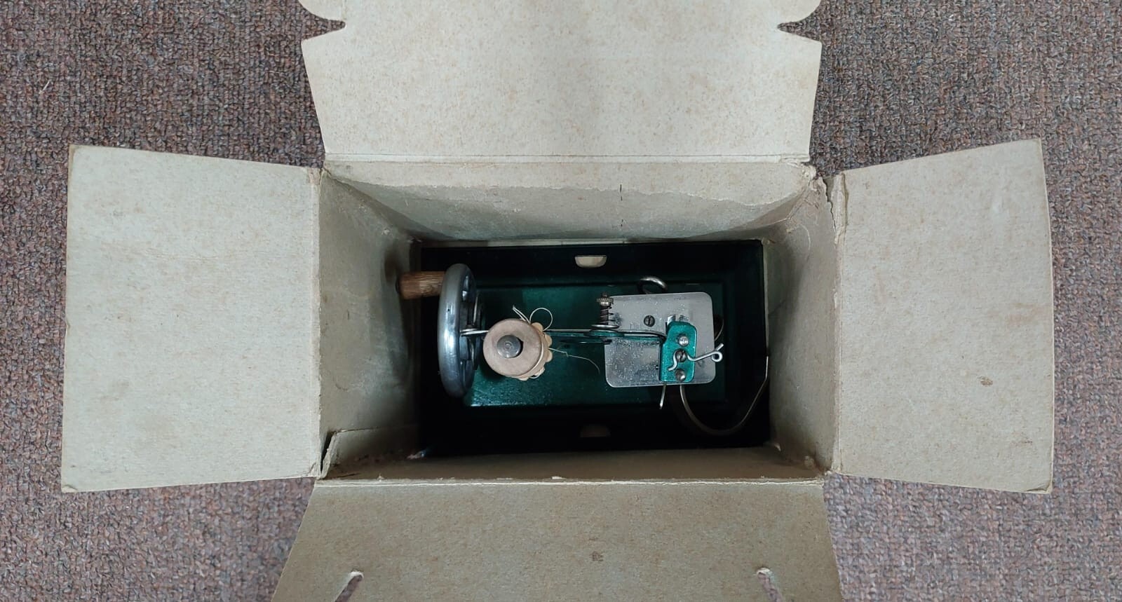 Vintage antique old rare toy sewing machine with box Made in Germany