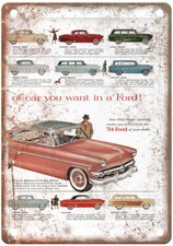 Vintage 1954 Ford Cars P2 Full Range Ad Retro Look Metal Sign A6843