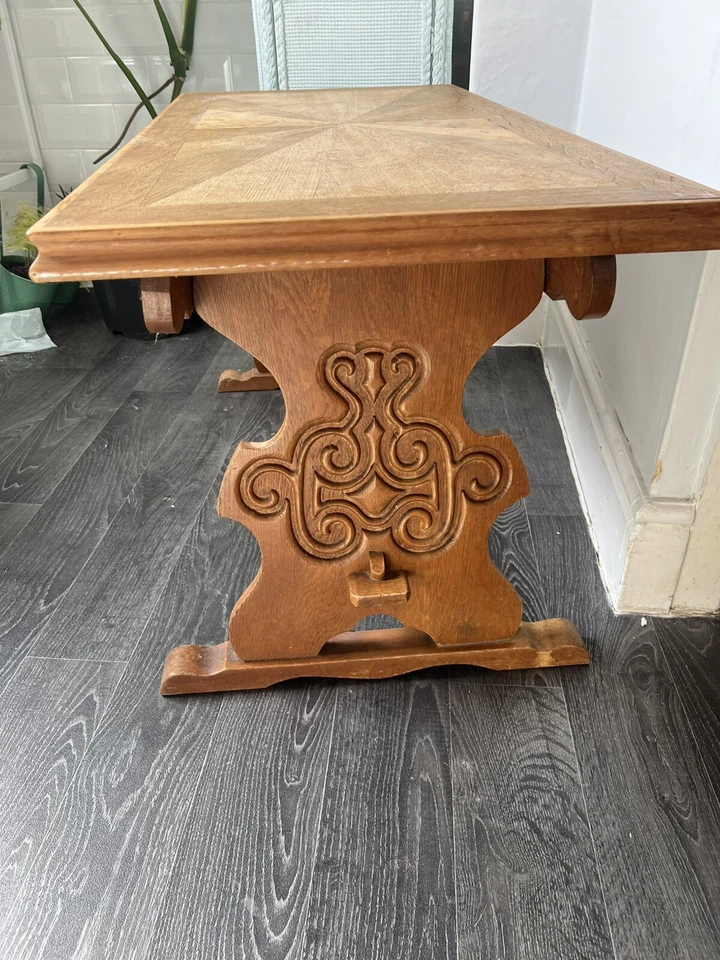 Retro Vintage Solid Wooden Pine Coffee Table - Rustic Turned Farmhouse Country - Image 3 of 3