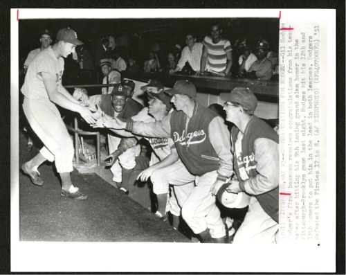 Gil Hodges 1951 Brooklyn Dodgers 8x10 Type III Wire Photo 2-HRs Leading League