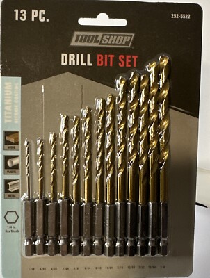 Tool Shop  Titanium Twist Drill Bit Set - 13 Piece