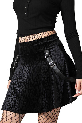 KILLSTAR Skater Rock - Kitty Pride Schwarz Leopard Gothic