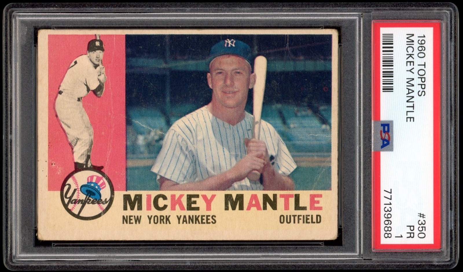 1960 Topps Baseball #350 MICKEY MANTLE PSA 1 New York Yankees HOF