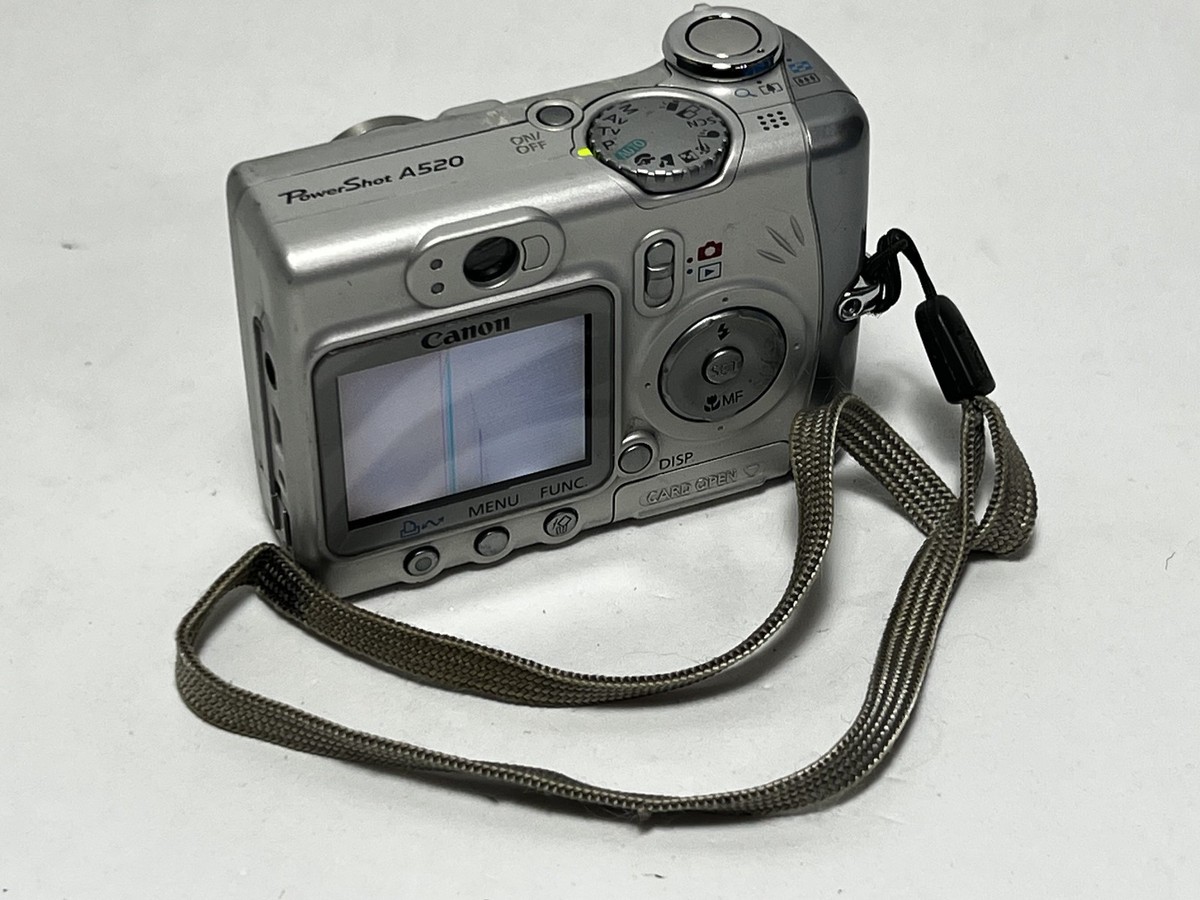 Canon A520 Powershot Digital Camera Silver 4.0 Megapixels BROKEN