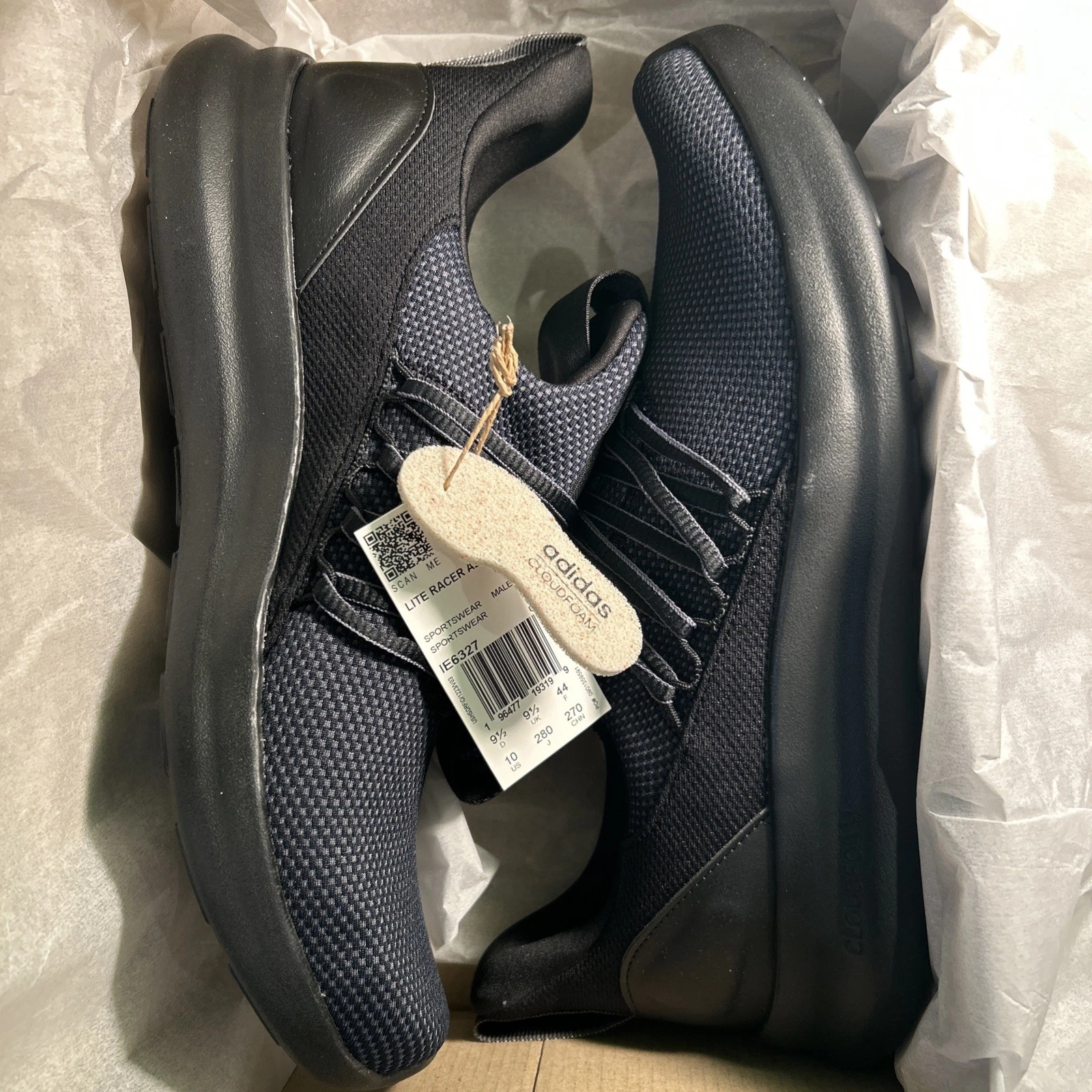 adidas Men’s Lite Racer Adapt 7.0 Shoes Size 10 Core Black / Grey New With Box