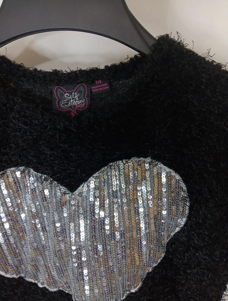 Camisas de corazón con lentejuelas plateadas para niñas de autoestima talla 7/8 Foto 4 de 4