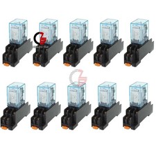 10PCS DC12V Coil Power Relay LY2NJ DPDT 8 Pin HH62P JQX-13F with Socket Base