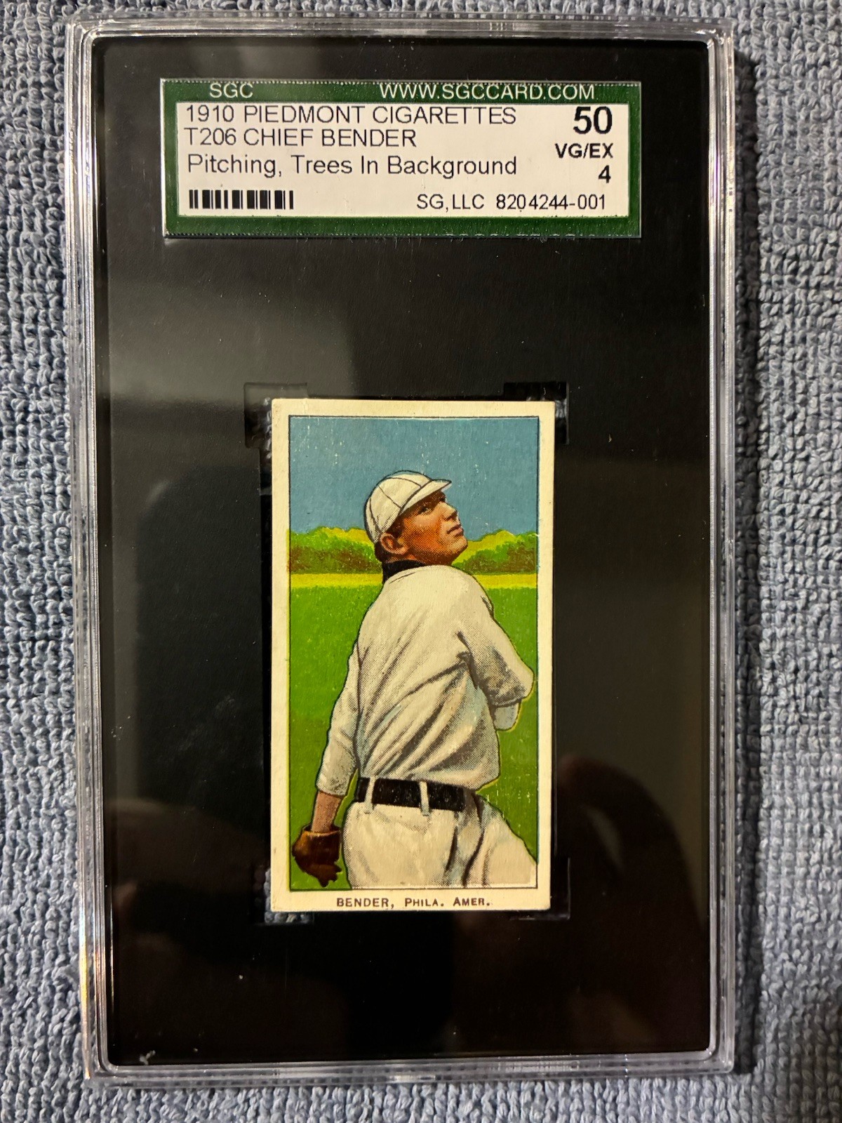 1909  T206- Chief Bender, Pitching Trees In Back (Piedmont) Sgc 4 Very High End