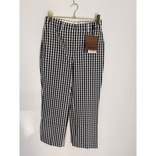 BURBERRY Black White Gingham Check Cropped Trousers Pants Size 4 NWT