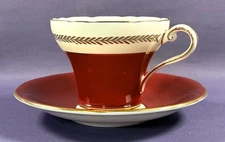 Aynsley England Bone China Red Gold White Cup and Saucer Set