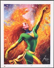 Upper Deck Marvel Unbound Lithograph /999 Signed Fred Ian Jean Grey Phoenix