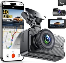 JOMISE A80 Dash Cam, Front and Rear 4K, 5GHz WiFi 20MB/s Download, Dash Camera