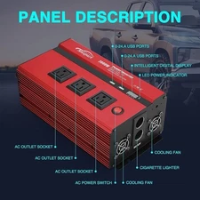 2000W Power Inverter, 12V DC to 110V/120V AC Converter, Car & Truck Use