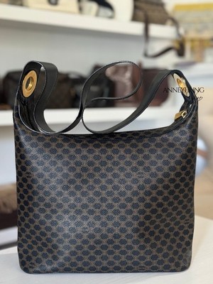 Authentic CELINE Macadam Round Logo Hobo Bag