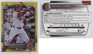 2025 Bowman Chrome Prospects Yellow Wave Refractor /75 Nathan Church #BCP-192