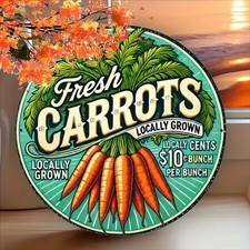 2D Flat Vintage 'Carrots' Aluminum Wall Art Tin Metal Signs Home D cor 8x8 Alum