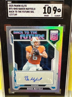 #ad 2025 Panini Elite Baker Mayfield Back to the Future Sig. 137 149 SGA 10 9 $149.99