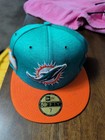 Miami Dolphins Hat Cap Fitted 7 New Era 59Fifty NFL Football Blue Orange  — photo 1