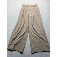 Zara Womens Taupe Brown High Waisted Wide Leg Pleated Trousers Dress Pants