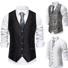 Jacquard Men's Vest Waistcoat for Wedding Tuxedo Prom Formal Business Vest