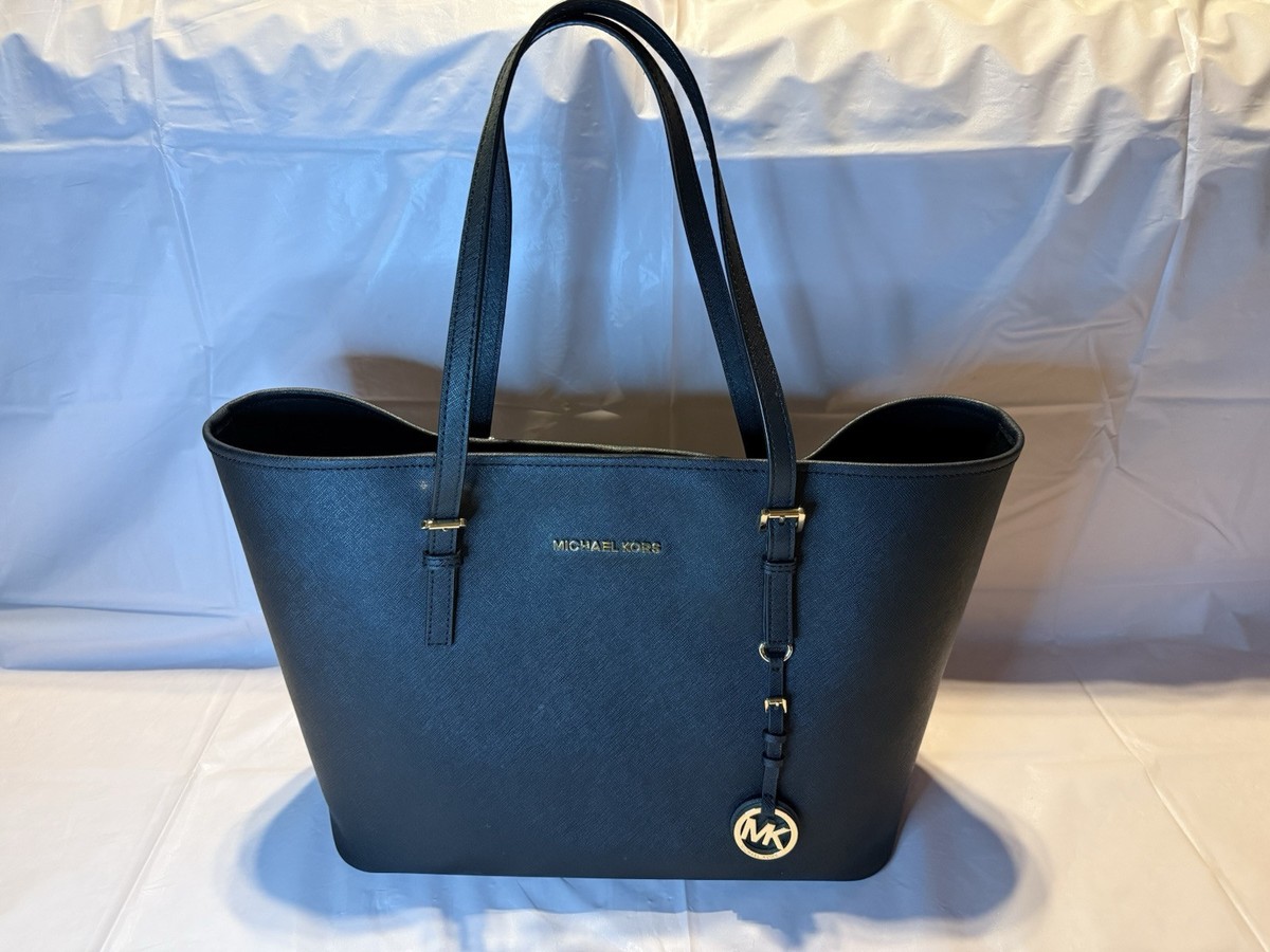 Michael Kors Jet Set Saffiano Leather Large Tote Bag - Black w