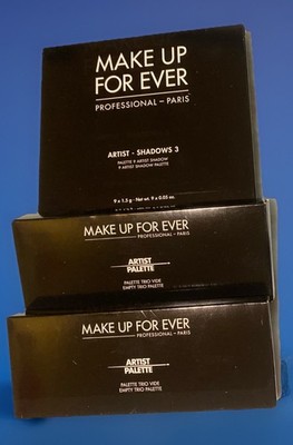 Make Up For Ever Artist Shadows3 Palette & 2 Empty Trio Palettes Cosmetic Makeup