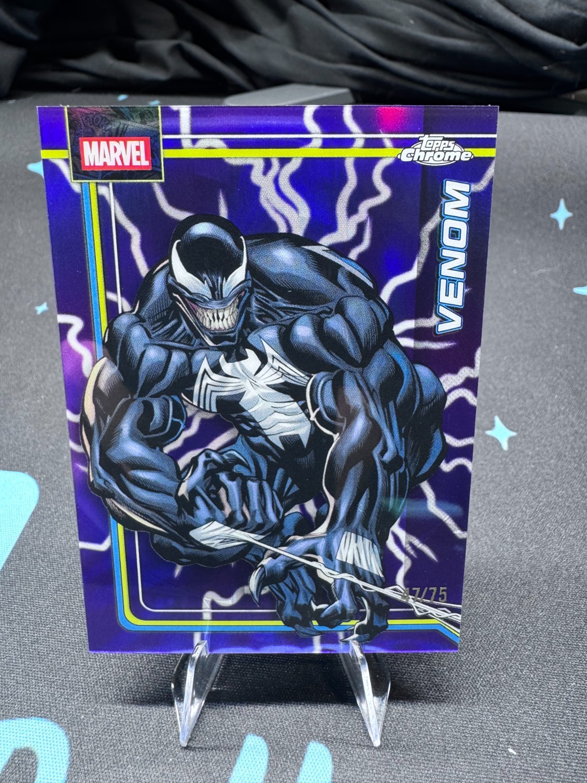 2026 Topps Chrome Marvel purple lightning refractor - VENOM 47/75