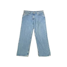 Carhartt Workwear Jeans Mens 42x32 Blue Denim Cotton Relaxed-Fit Straight-Leg