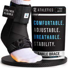 Ankle Brace for Women  Men - Lace up Adjustable Support with Side Stabilizers f