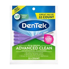 DenTek Slim Brush Advanced Clean Interdental Cleaners Extra Tight 32 Count Mint