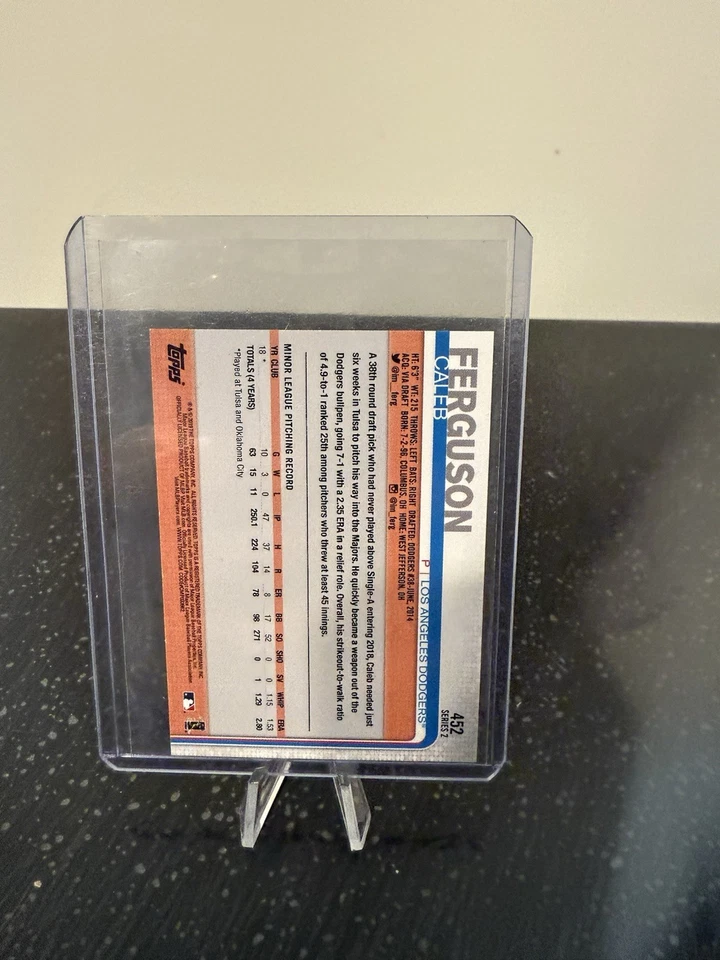 💥2019 Topps Caleb Ferguson #452 Rookie Mini 1/1 💥 - Image 2 of 3