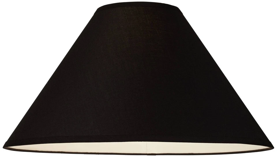 Set of 2 Empire Lamp Shades Black Large 6x19x12 Spider with Harp and Finial - Image 3 of 4