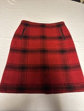 Talbots Pencil Skirt Red Black Plaid Buffalo Check Window Pane Wool Blend 6p