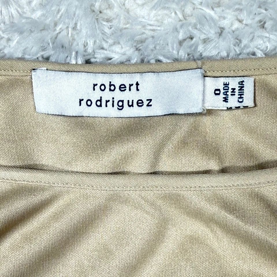 Vestido Robert Rodriguez Talla 0 Sin Mangas Mini Beige Mezcla Seda Coqueta Foto 3 de 4