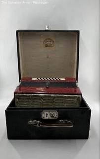Armavir Musical Instrument Red Black Piano Accordion In Hard Case